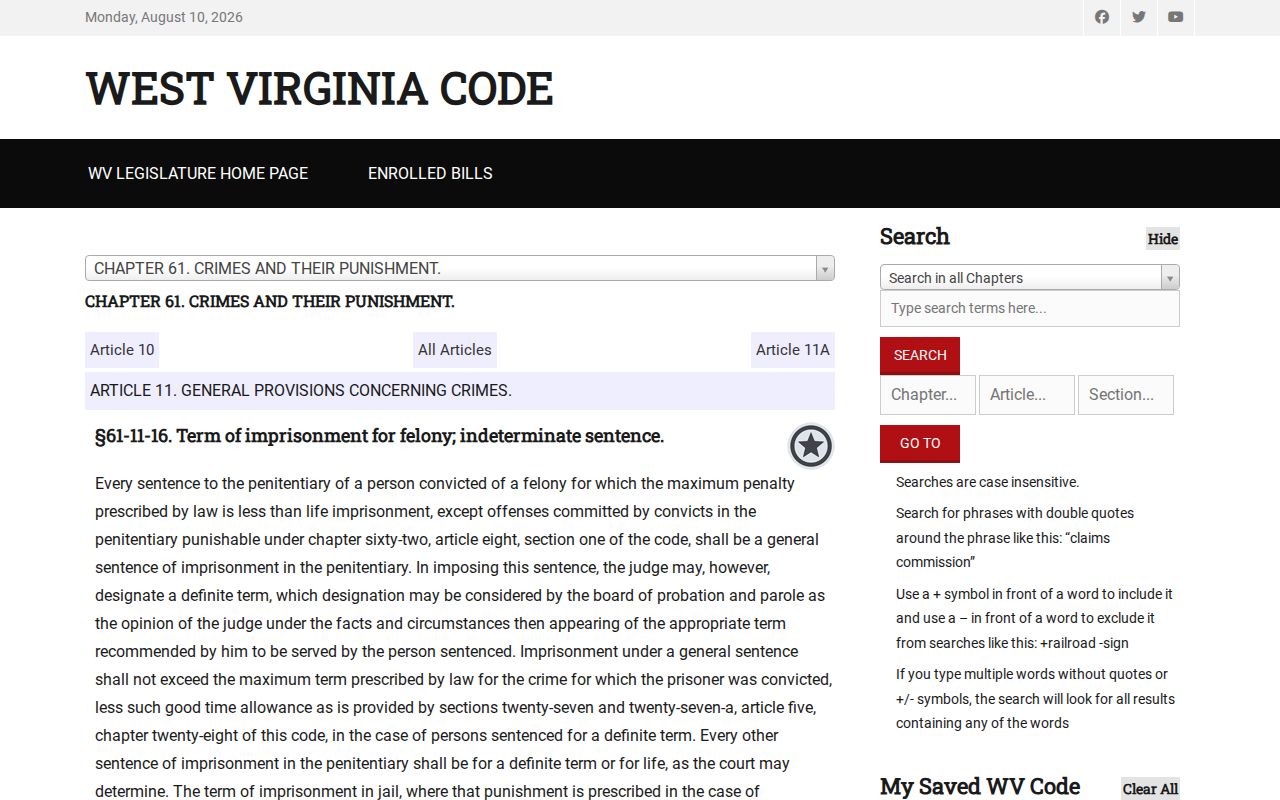 Cowen criminal records felony and misdemeanor law