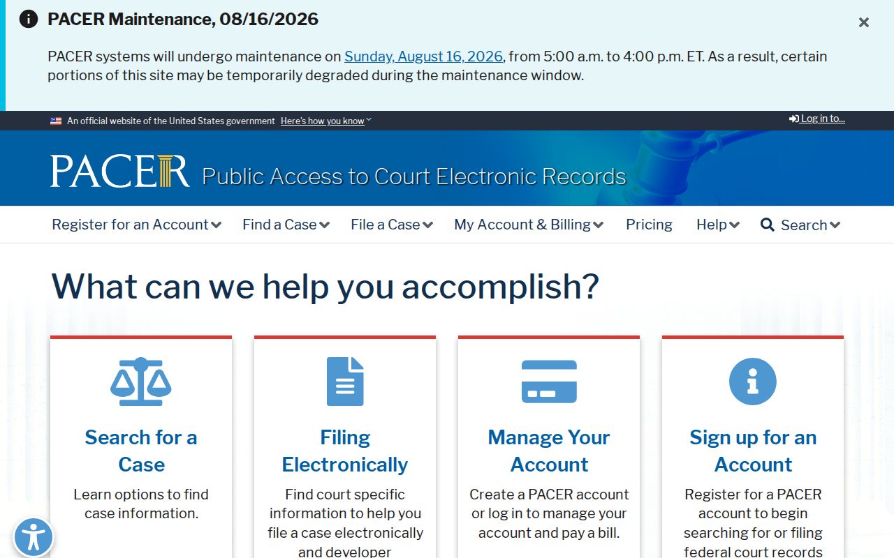 PACER access for federal criminal court cases from Webster County